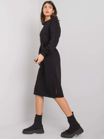 Czarna sukienka dresowa z paskiem Longview RUE PARIS