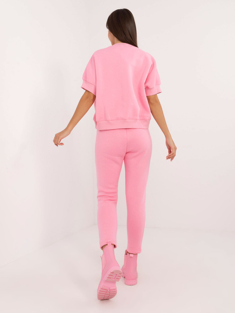 Różowy ocieplany komplet dresowy ze spodniami