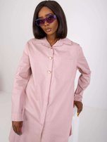 Brudnoróżowa koszula damska z ozdobnymi guzikami Noelle