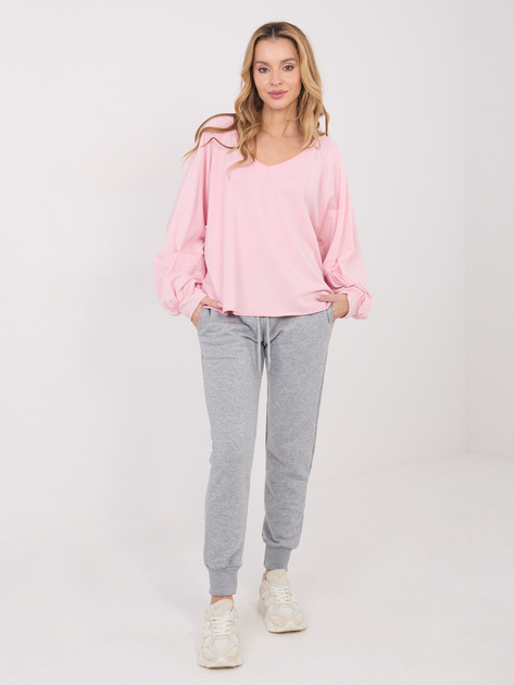 Jasnoróżowa bawełniana bluzka oversize