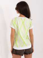 Jasnozielona damska bluzka w geometryczny wzór