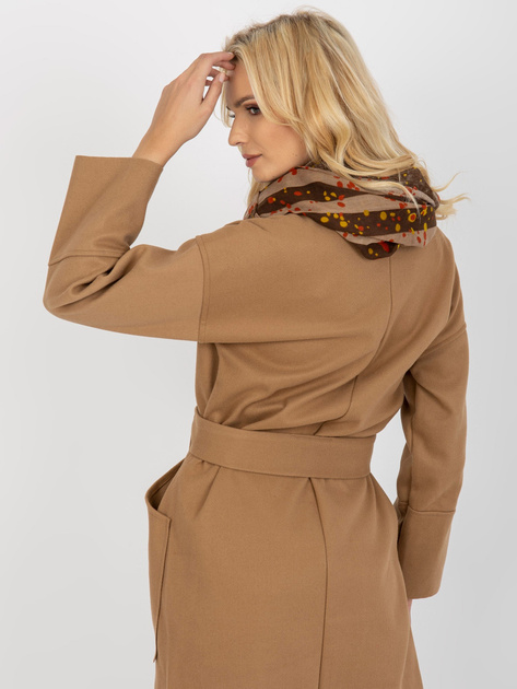 Hurtownia Beżowa damska chusta komin z printami