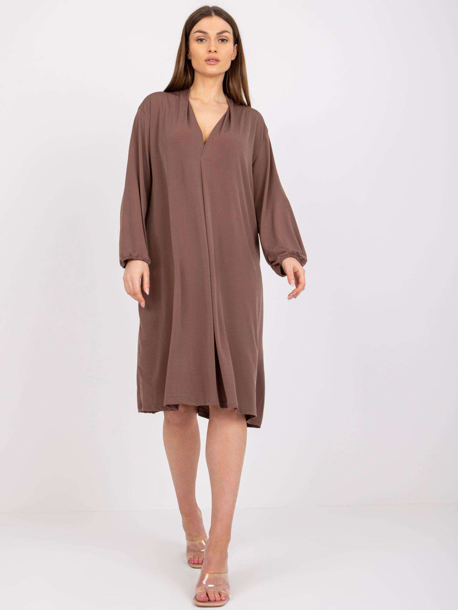 Brązowa sukienka oversize midi Rimini 