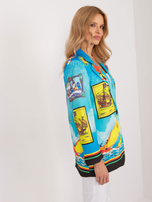 Hurt Niebieska jednorzędowa marynarka z printem