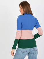 Hurt Ciemnoniebiesko-zielona prążkowana bluzka basic z golfem