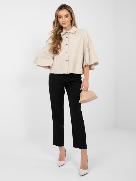 Beżowa jeansowa kurtka z kieszeniami RUE PARIS