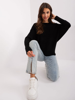 Hurt Czarny damski sweter oversize o kroju nietoperza