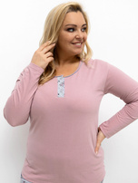 Brudnoróżowa piżama plus size ze spodniami w różę