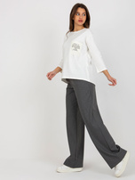 Hurt Ecru damska bluzka na co dzień z okrągłym dekoltem