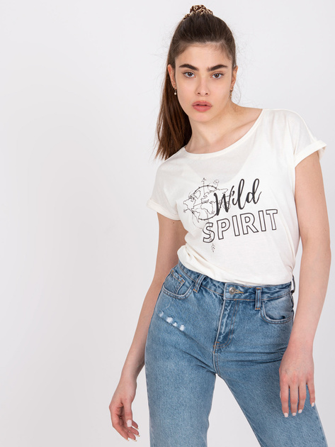 Ecru t-shirt bawełniany damski Cabrera MAYFLIES
