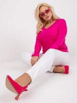 Fuksjowa bluzka plus size z długim rękawem Elisa 