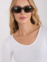 Ecru bluzka basic z okrągłym dekoltem 