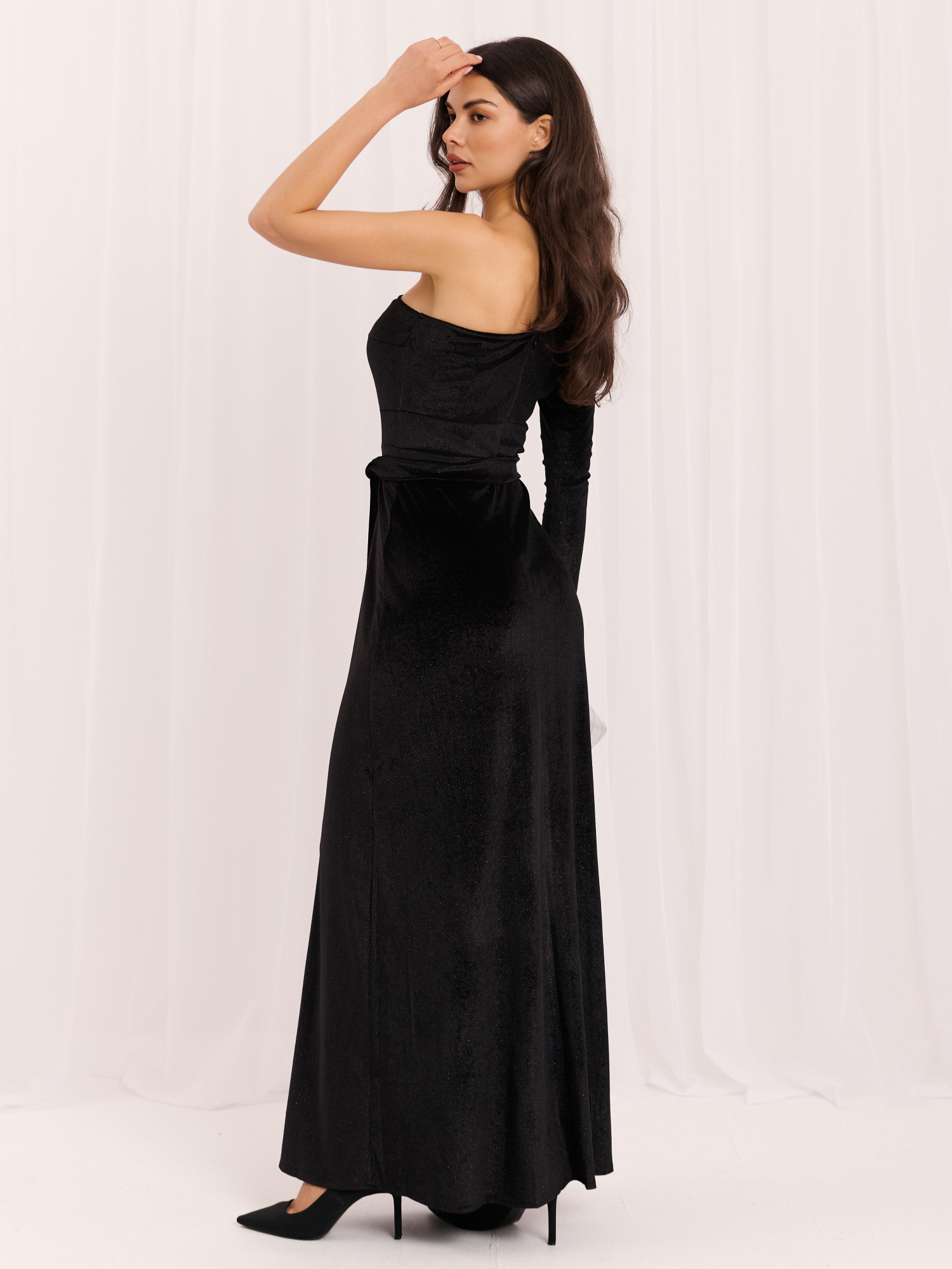 Black maxi evening dress.