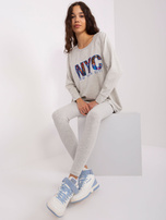 Hurt Szary melanżowy komplet casualowy z legginsami