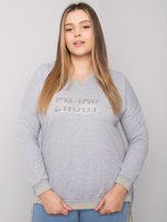 Grey melange plus size blouse with Lila applique
