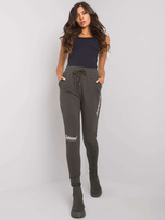 Khaki spodnie dresowe z napisami Haylee