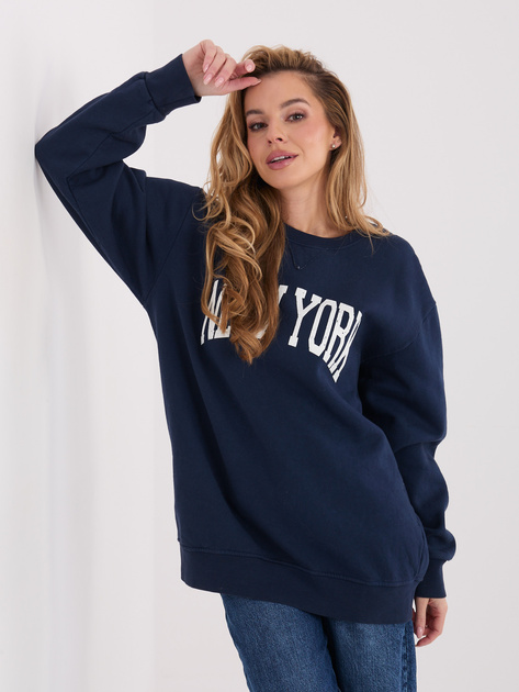 Granatowa dresowa bluza z nadrukiem