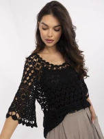 Schwarze, durchbrochene Bluse 2in1 aus Baumwolle.