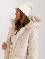 Hurt Ecru czapka zimowa ze ściągaczem RUE PARIS