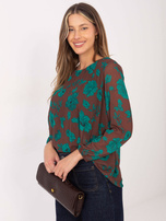 Brązowo-zielona bluzka plisowana Liana 