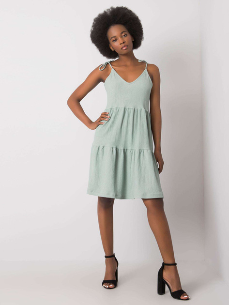 Jasnozielona sukienka z falbaną Manon RUE PARIS