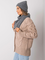 Ciemnoszary komplet zimowy czapka i szalik RUE PARIS