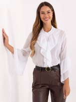 Biała rozpinana koszula z rękawem typu dzwon 