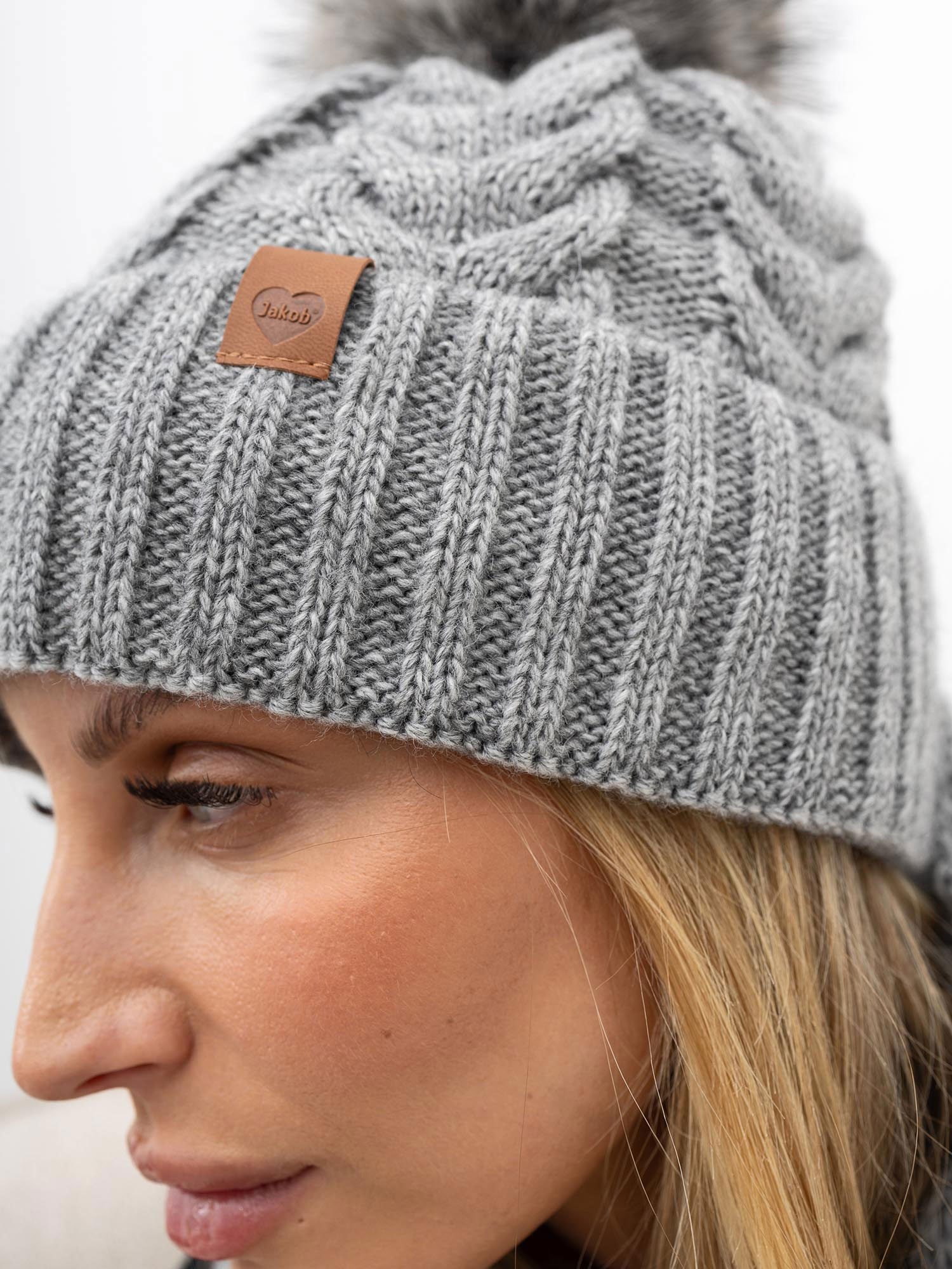 Gray women's winter set with a wool blend.