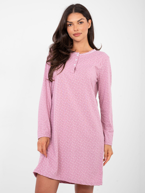 Brudnoróżowa nocna koszula z nadrukiem