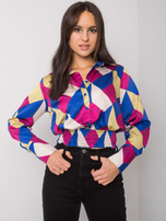 Niebiesko-żółta bluzka koszulowa we wzory Grizella