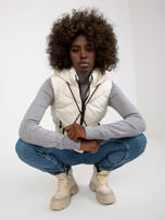 Hurt Ecru krótka kamizelka z kapturem i pikowaniem 