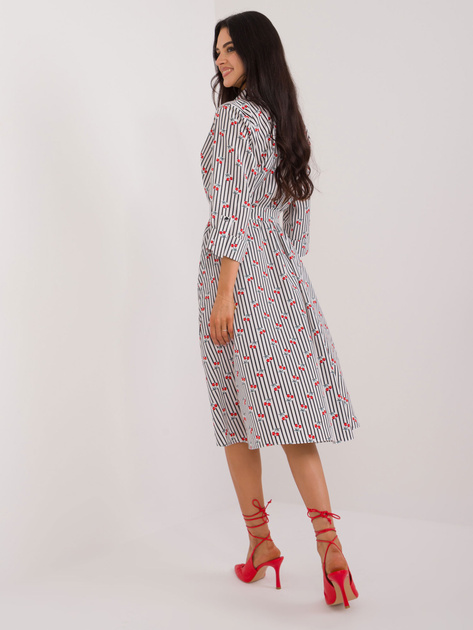 Hurt Biała midi sukienka szmizjerka w wisienki