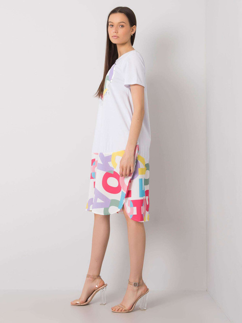 Biała sukienka z printami Guinevere