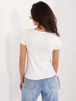 Ecru damska bluzka z ozdobnym detalem 