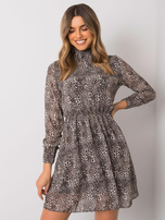 Beżowa sukienka w panterkę Jacquie RUE PARIS