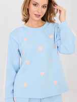 Pastelowy niebieski komplet z szerokimi spodniami RUE PARIS