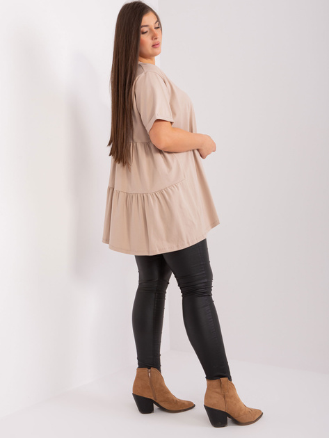 Hurt Beżowa długa bluzka plus size z bawełny