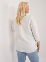 Hurt Ecru bawełniana bluzka plus size z dekoltem V