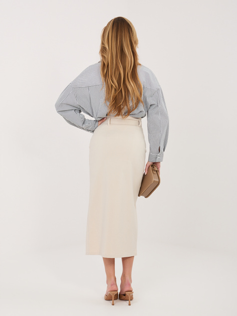 Jasnobeżowa elegancka spódnica z rozcięciem RUE PARIS