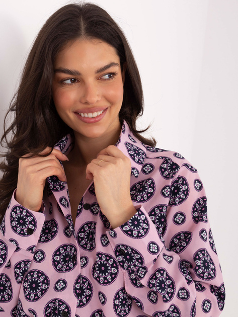 Różowa damska koszula z długim rękawem