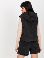 Hurt Black short puffer vest with quilting.