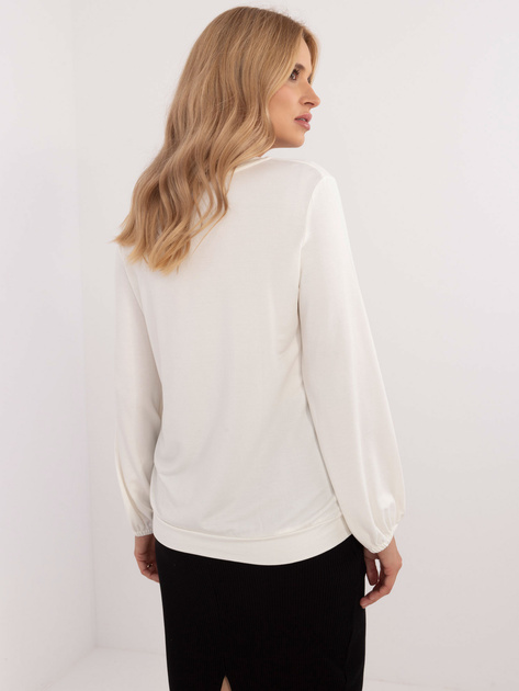 Hurtownia Ecru luźna bluzka longsleeve z naszywką
