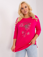 Hurt fuchsia women's plus size cotton blouse.