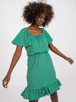 Green cotton polka dot mini dress RUE PARIS 