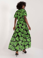 Hurtownia Czarno-zielona maxi sukienka z printem