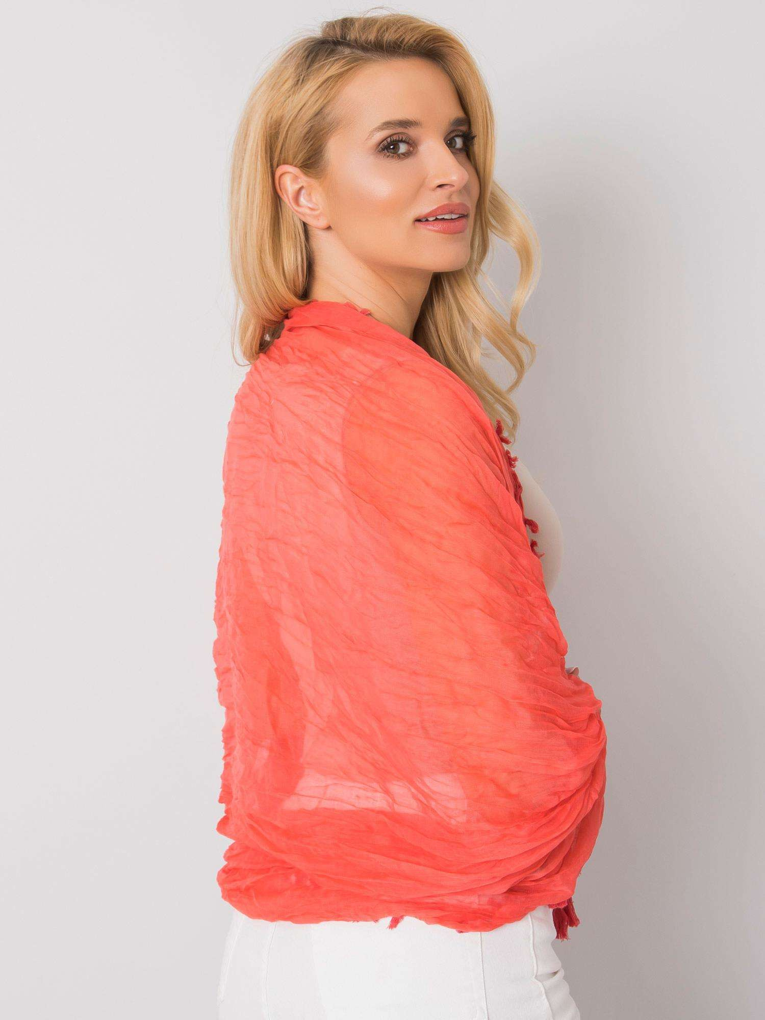 Coral scarf with fringes