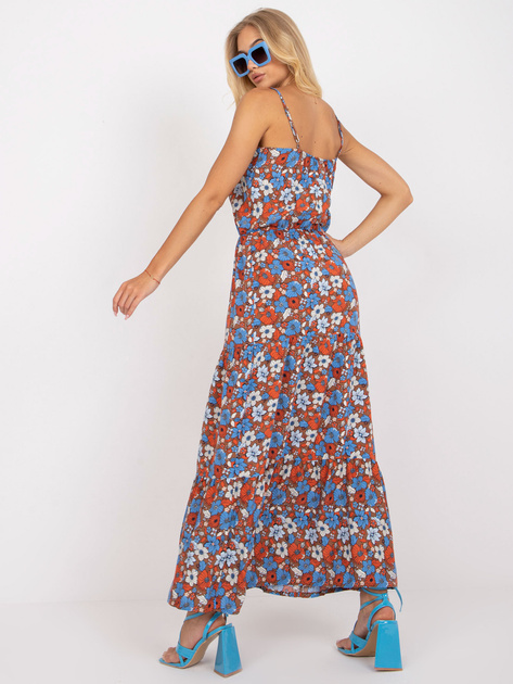 Brązowa maxi sukienka w kwiaty na ramiączkach SUBLEVEL