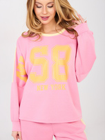 Różowa damska bluza oversize bez kaptura RUE PARIS 