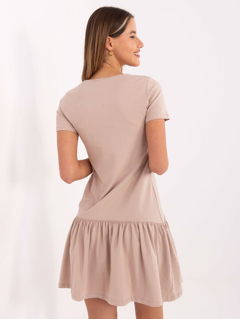 Beżowa sukienka z krótkim rękawem RUE PARIS