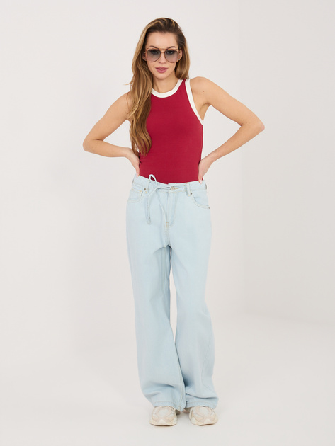 Jasnoniebieskie szerokie jeansy z wiązaniem SUBLEVEL
